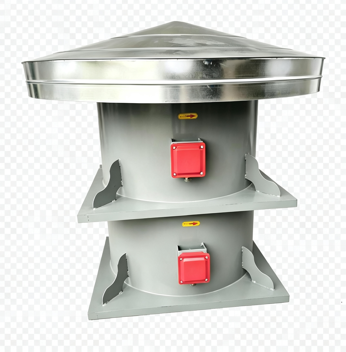 Quạt hút khói PCCC áp mái — chịu nhiệt 300°C trong 2 giờ, nón che mưa chống thời tiết, đạt tiêu chuẩn PCCC lắp trên mái nhà xưởng, tòa nhà